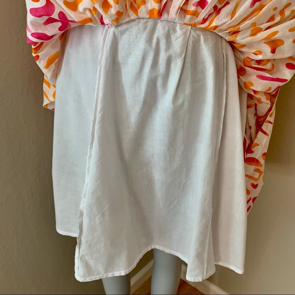 PICNIC BY CPW 100% Cotton Pleated Skirt Orange & Bright Pink Abstract Print - Picture 12 of 14